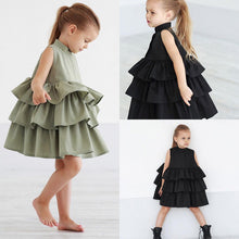 Load image into Gallery viewer, Summer Cute Black Green Ball Gown Girls Dresses Kid Girl Party Dress Sleeveless O Neck Cake Ruffled Tutu Bubble Dress 2-6T