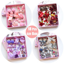 Load image into Gallery viewer, Raindo 18 Pcs/Box Children Cute Hair Accessories Set Baby Fabric Bow Flower Hairpins Barrettes Hair clips Girls Headdress Gift