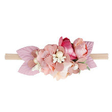 Load image into Gallery viewer, IBOWS Hair Accessories Lovely Baby Headband Fake Flower Nylon Hair Bands For Kids Artificial Floral Elastic Head Bands Headwear