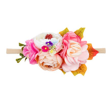 Load image into Gallery viewer, IBOWS Hair Accessories Lovely Baby Headband Fake Flower Nylon Hair Bands For Kids Artificial Floral Elastic Head Bands Headwear