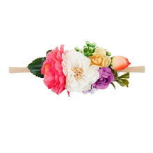 Load image into Gallery viewer, IBOWS Hair Accessories Lovely Baby Headband Fake Flower Nylon Hair Bands For Kids Artificial Floral Elastic Head Bands Headwear
