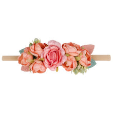 Load image into Gallery viewer, IBOWS Hair Accessories Lovely Baby Headband Fake Flower Nylon Hair Bands For Kids Artificial Floral Elastic Head Bands Headwear