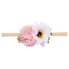 Load image into Gallery viewer, IBOWS Hair Accessories Lovely Baby Headband Fake Flower Nylon Hair Bands For Kids Artificial Floral Elastic Head Bands Headwear