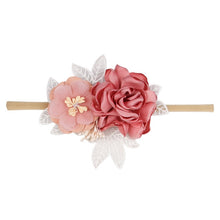 Load image into Gallery viewer, IBOWS Hair Accessories Lovely Baby Headband Fake Flower Nylon Hair Bands For Kids Artificial Floral Elastic Head Bands Headwear