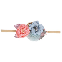 Load image into Gallery viewer, IBOWS Hair Accessories Lovely Baby Headband Fake Flower Nylon Hair Bands For Kids Artificial Floral Elastic Head Bands Headwear