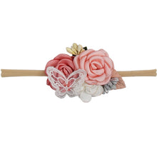 Load image into Gallery viewer, IBOWS Hair Accessories Lovely Baby Headband Fake Flower Nylon Hair Bands For Kids Artificial Floral Elastic Head Bands Headwear