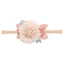 Load image into Gallery viewer, IBOWS Hair Accessories Lovely Baby Headband Fake Flower Nylon Hair Bands For Kids Artificial Floral Elastic Head Bands Headwear