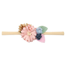 Load image into Gallery viewer, IBOWS Hair Accessories Lovely Baby Headband Fake Flower Nylon Hair Bands For Kids Artificial Floral Elastic Head Bands Headwear