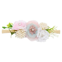 Load image into Gallery viewer, IBOWS Hair Accessories Lovely Baby Headband Fake Flower Nylon Hair Bands For Kids Artificial Floral Elastic Head Bands Headwear