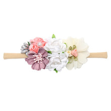 Load image into Gallery viewer, IBOWS Hair Accessories Lovely Baby Headband Fake Flower Nylon Hair Bands For Kids Artificial Floral Elastic Head Bands Headwear