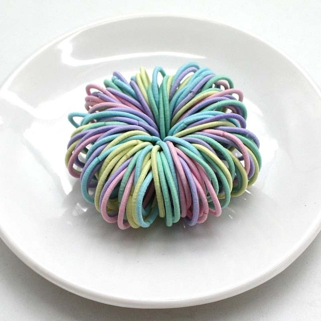 3CM Girl Hair Accessories - Rubber bands Scrunchy Elastic Hair Bands 100pc/Lot