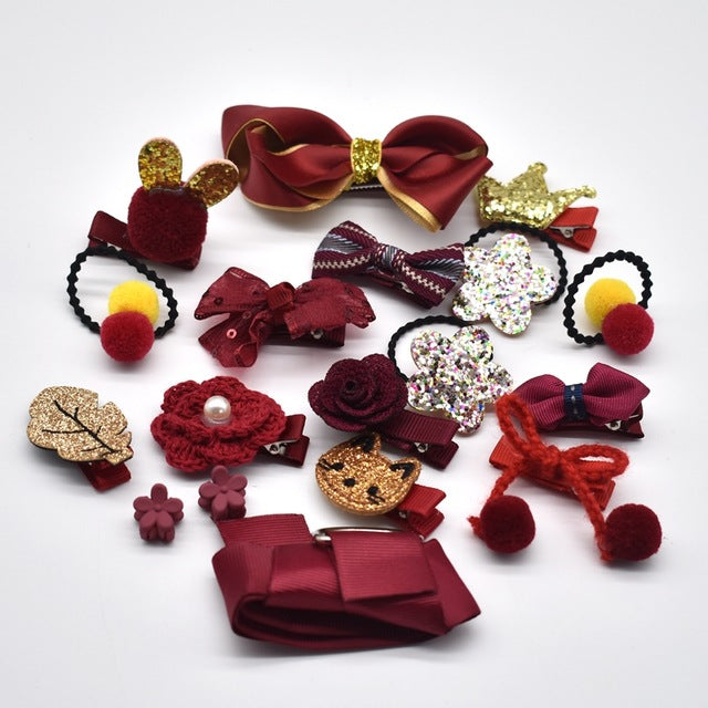 New Kids Hair Accessories - Hairpins Barrettes - Bow Flower Headwear 18pcs/Lot