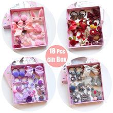 Load image into Gallery viewer, Raindo 18 Pcs/Box Children Cute Hair Accessories Set Baby Fabric Bow Flower Hairpins Barrettes Hair clips Girls Headdress Gift
