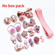 Load image into Gallery viewer, Raindo 18 Pcs/Box Children Cute Hair Accessories Set Baby Fabric Bow Flower Hairpins Barrettes Hair clips Girls Headdress Gift
