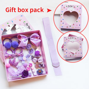 Raindo 18 Pcs/Box Children Cute Hair Accessories Set Baby Fabric Bow Flower Hairpins Barrettes Hair clips Girls Headdress Gift