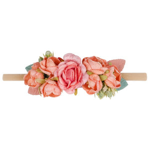 IBOWS Hair Accessories Lovely Baby Headband Fake Flower Nylon Hair Bands For Kids Artificial Floral Elastic Head Bands Headwear