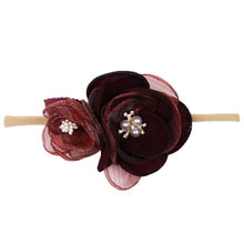 Load image into Gallery viewer, IBOWS Hair Accessories Lovely Baby Headband Fake Flower Nylon Hair Bands For Kids Artificial Floral Elastic Head Bands Headwear
