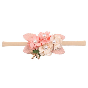 IBOWS Hair Accessories Lovely Baby Headband Fake Flower Nylon Hair Bands For Kids Artificial Floral Elastic Head Bands Headwear