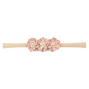IBOWS Hair Accessories Lovely Baby Headband Fake Flower Nylon Hair Bands For Kids Artificial Floral Elastic Head Bands Headwear