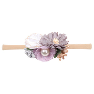 IBOWS Hair Accessories Lovely Baby Headband Fake Flower Nylon Hair Bands For Kids Artificial Floral Elastic Head Bands Headwear