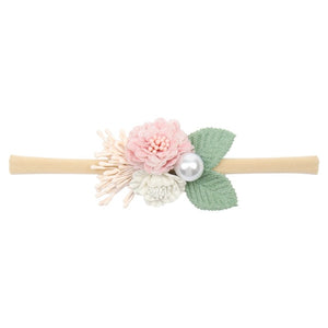 IBOWS Hair Accessories Lovely Baby Headband Fake Flower Nylon Hair Bands For Kids Artificial Floral Elastic Head Bands Headwear