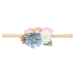 IBOWS Hair Accessories Lovely Baby Headband Fake Flower Nylon Hair Bands For Kids Artificial Floral Elastic Head Bands Headwear