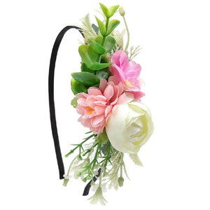 IBOWS Hair Accessories Lovely Baby Headband Fake Flower Nylon Hair Bands For Kids Artificial Floral Elastic Head Bands Headwear