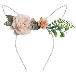 IBOWS Hair Accessories Lovely Baby Headband Fake Flower Nylon Hair Bands For Kids Artificial Floral Elastic Head Bands Headwear