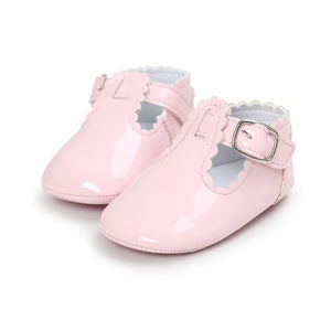 Newborn Baby Girls Shoes PU leather Buckle First Walkers Red Black Pink White Blue