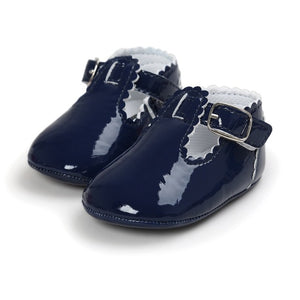 Newborn Baby Girls Shoes PU leather Buckle First Walkers Red Black Pink White Blue